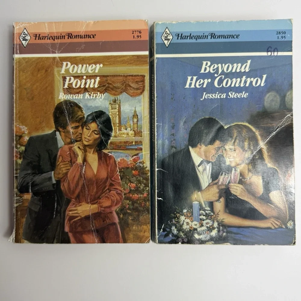 Vintage 1980s Harlequin Romance Paperback 2-Book Lot 1st Editions Power Point